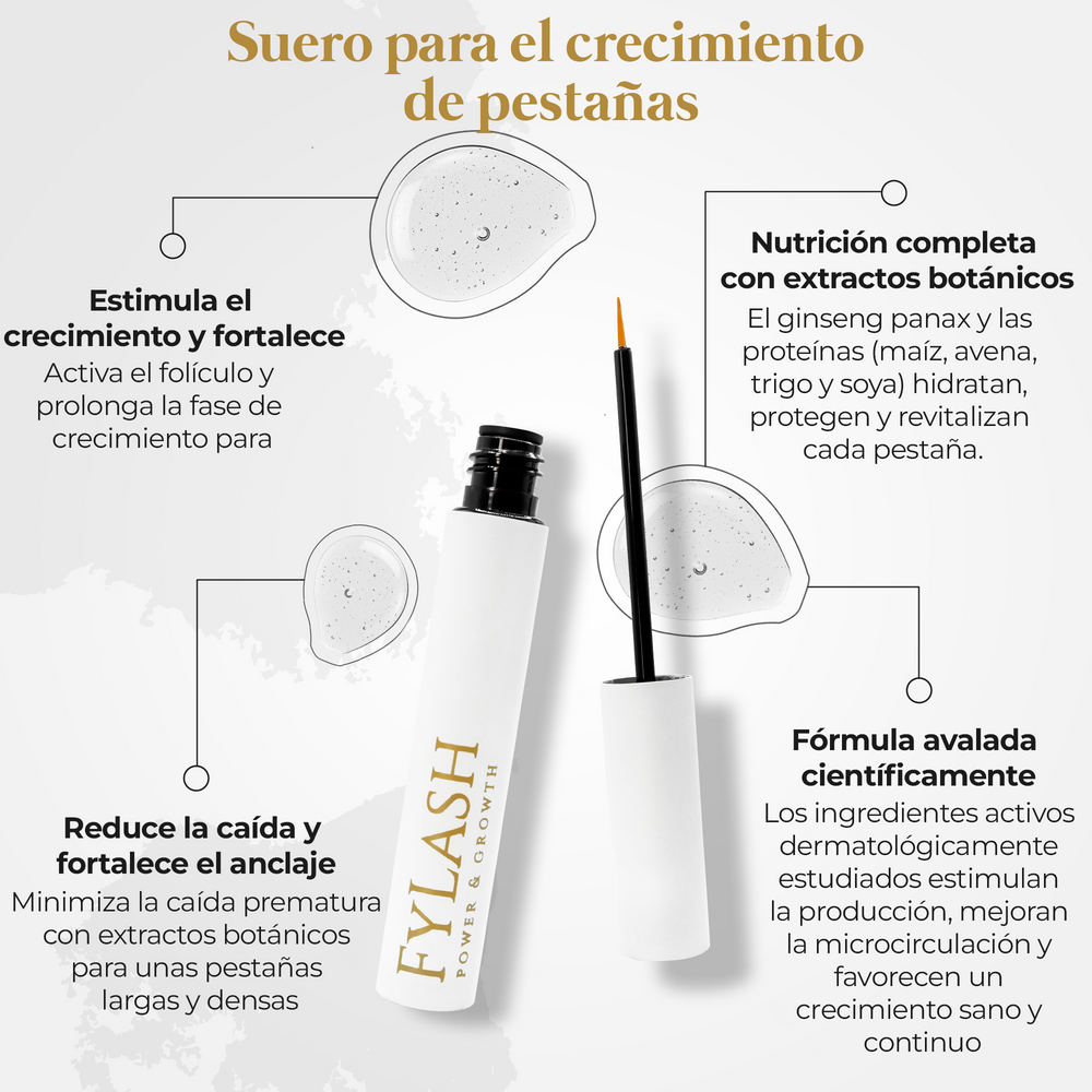 Suero para el crecimiento de pestañas Fylash: estimula el folículo, nutre con extractos botánicos y reduce la caída