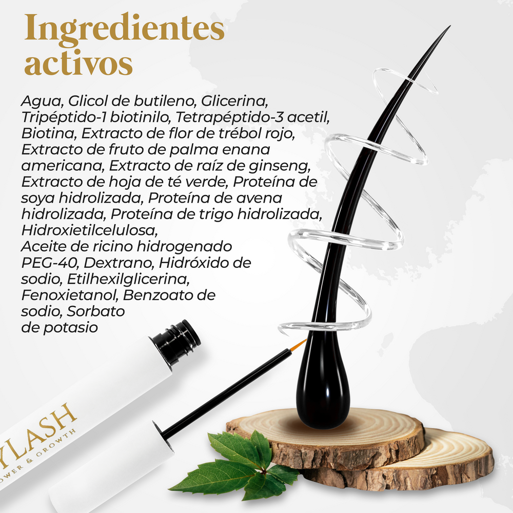 Ingredientes activos del sérum de pestañas Fylash sin prostaglandinas